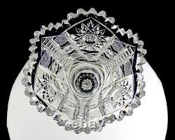 ABP American Brilliant Cut Crystal Hobstar Zipper File 6 3/4 Vase 1890-1916