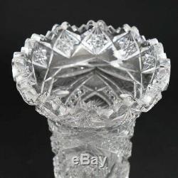 ABP American Brilliant Cut Crystal Vase 10.5 Tall Luzerne Glass Co Olga Pattern