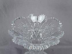 ABP American Brilliant Period Fans & Hobstars Cut Glass 14 Inch Vase