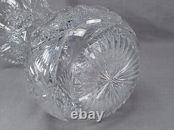 ABP American Brilliant Period Fans & Hobstars Cut Glass 14 Inch Vase