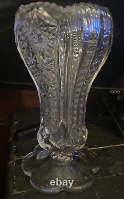 ABP Antique Cut Glass Trumpet Vase 8.5 Inches