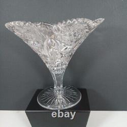 ABP Brilliant 1915 Antique BIG 7.5X8.5 Cut Crystal 6pt RARE Floral Pedestal Bowl