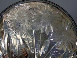 ABP Brilliant Cut Glass Crystal Dresser Powder Box Daisy Flower Libbey Pairpoint