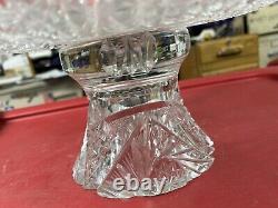 ABP Cut Glass Crystal Bowl Centerpiece With Base Large Antique Mint 10