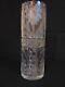 Abp Cut Glass Cylinder Vase Copper Wheel Flowers 12