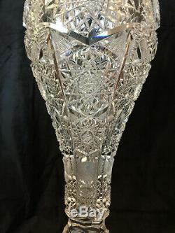 ABP Kelly Steinman Cut Glass Chalice Vase 14.5 x 5 1/4 Late 1890's