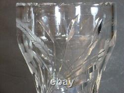 ABP Large Corset Vase 12 American Brilliant Intaglio Cut Glass, Flower & Fern