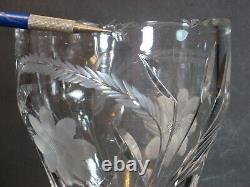 ABP Large Corset Vase 12 American Brilliant Intaglio Cut Glass, Flower & Fern