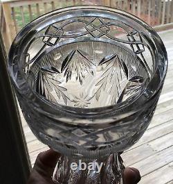 ABP Straus Cut Glass Festoon and Wild Rose Vase