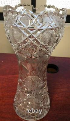 ABP Vase Pressed Cut Glass 10 inches Tall