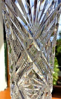 ANTIQUE 19thC BACCARAT HAND CUT CRYSTAL VASE SIGNED BRONZE DORE BASE 13 PERFECT