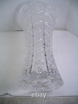 ANTIQUE AMERICAN BRILLIANT CUT GLASS Corset VASE 101/8