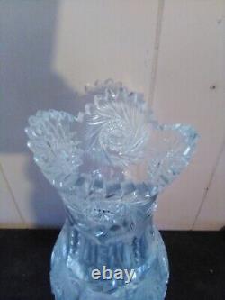 ANTIQUE AMERICAN BRILLIANT Cut Glass Crystal Vase. 12 inches Tall And Heavy