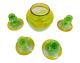 Antq Bohemian Yellow Green Cut To Clear Art Glass Vase Candle Holders Etched Wow