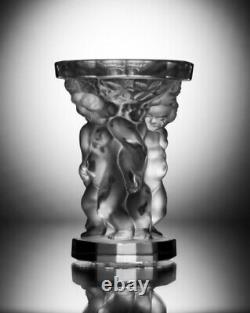 ART DECO Crystal Vintage Vase Czech Bohemian Hand Cut Glass Kids Clear