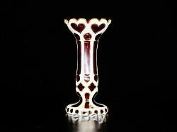 A Stunning Victorian Bohemian White Cut To Cranberry Glass Vase