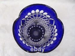Ajka Hungary Claresta Cobalt Blue Cut To Clear Crystal Vase 9 3/4 Foil New Box