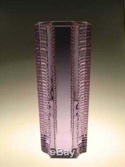 Alexandrite Cut Glass Vase by Vaclav Hanus Purple Mid century Bohemian Czech