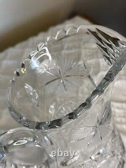 American Brilliant ABCG Heavy Antique Crystal Cut Glass Pitcher Jug Vase 9
