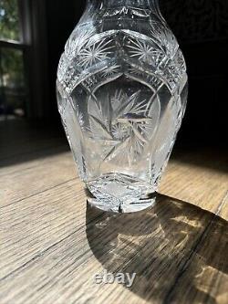 American Brilliant ABP Cut Glass Crystal Large Scalloped Vase 10