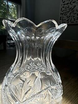 American Brilliant ABP Cut Glass Crystal Large Scalloped Vase 10