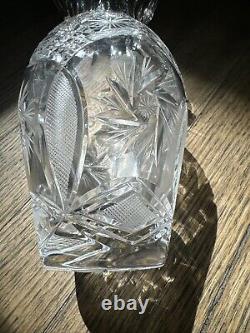 American Brilliant ABP Cut Glass Crystal Large Scalloped Vase 10