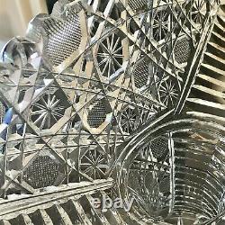 American Brilliant Cut Crystal Glass Vase Fan Shape