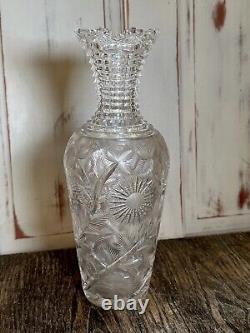 American Brilliant Cut & Engraved Glass 11.5. Vase Flower Bowling Pin 5lbs