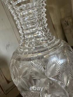 American Brilliant Cut & Engraved Glass 11.5. Vase Flower Bowling Pin 5lbs