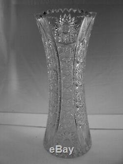 American Brilliant Cut Glass 14 Corset Vase In Bangor By Jewel Cut Glass Co
