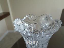 American Brilliant Cut Glass 17 1/2 Corset Vase
