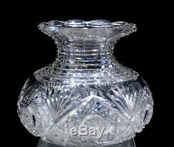 American Brilliant Cut Glass Antique Vase Medium Rare Fine Quality Tiered Neck