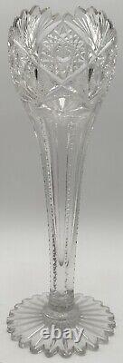 American Brilliant Cut Glass Chalice Trumpet Bouquet Vase Footed 12 Inches Tall