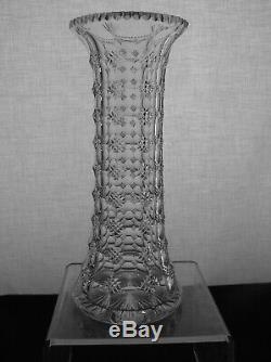American Brilliant Cut Glass Corset Vase In Savoy Pairpoint Antique Crystal