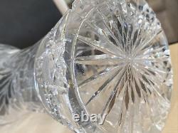 American Brilliant Cut Glass Deep Allover Cut Primrose Crystal Vase Sawtooth 12
