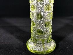 American Brilliant Cut Glass-Green Cut To Clear-Cane Pattern-Flower Bud Vase 5