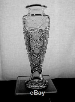 American Brilliant Cut Glass Hellenic Key Version Of Alhambra Pattern Vase