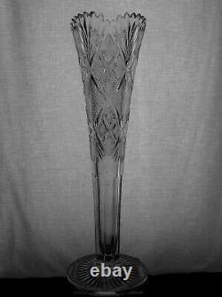 American Brilliant Cut Glass Huge 22 Tall Classic Trumpet Vase Very Imposing