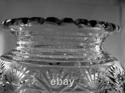 American Brilliant Cut Glass India Harvard Urn Type Shoulder Vase Heavy Blank