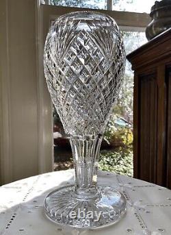American Brilliant Cut Glass Strawberry Diamond & Fan 10 Chalice Vase c. 1900