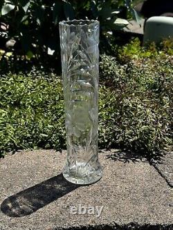 American Brilliant Cut Glass Vase. Excellent Ultra Rare Antique Piece