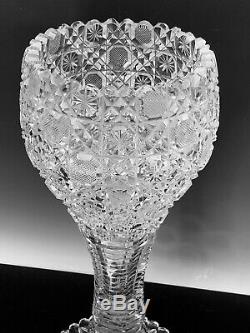 American Brilliant Cut Glass Vase Harvard Pattern Antique 14 1/4 Magnificent