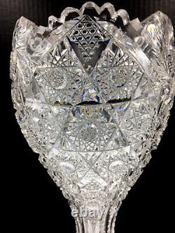 American Brilliant Cut Glass Vase Large Chalice Design Kelly & Steinman 14.25