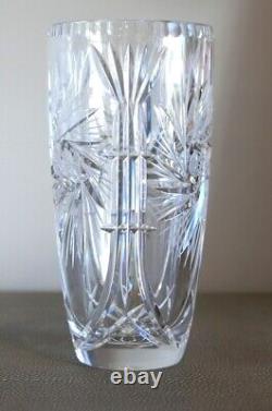 American Brilliant Glass 9 Vase Deep Cut Lead Crystal Pinwheel Pattern Star