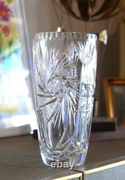 American Brilliant Glass 9 Vase Deep Cut Lead Crystal Pinwheel Pattern Star