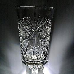 American Brilliant Hand-Cut Glass Vase thick heavy brik multi-faceted Antique
