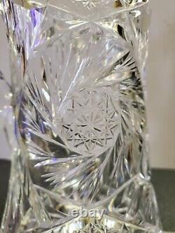 American Brilliant Intaglio Daisy Pattern Cut Glass Flared Vase