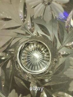 American Brilliant Intaglio Daisy Pattern Cut Glass Flared Vase