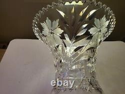 American Brilliant Intaglio Daisy Pattern Cut Glass Flared Vase