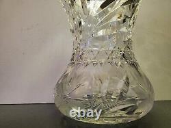 American Brilliant Intaglio Daisy Pattern Cut Glass Flared Vase